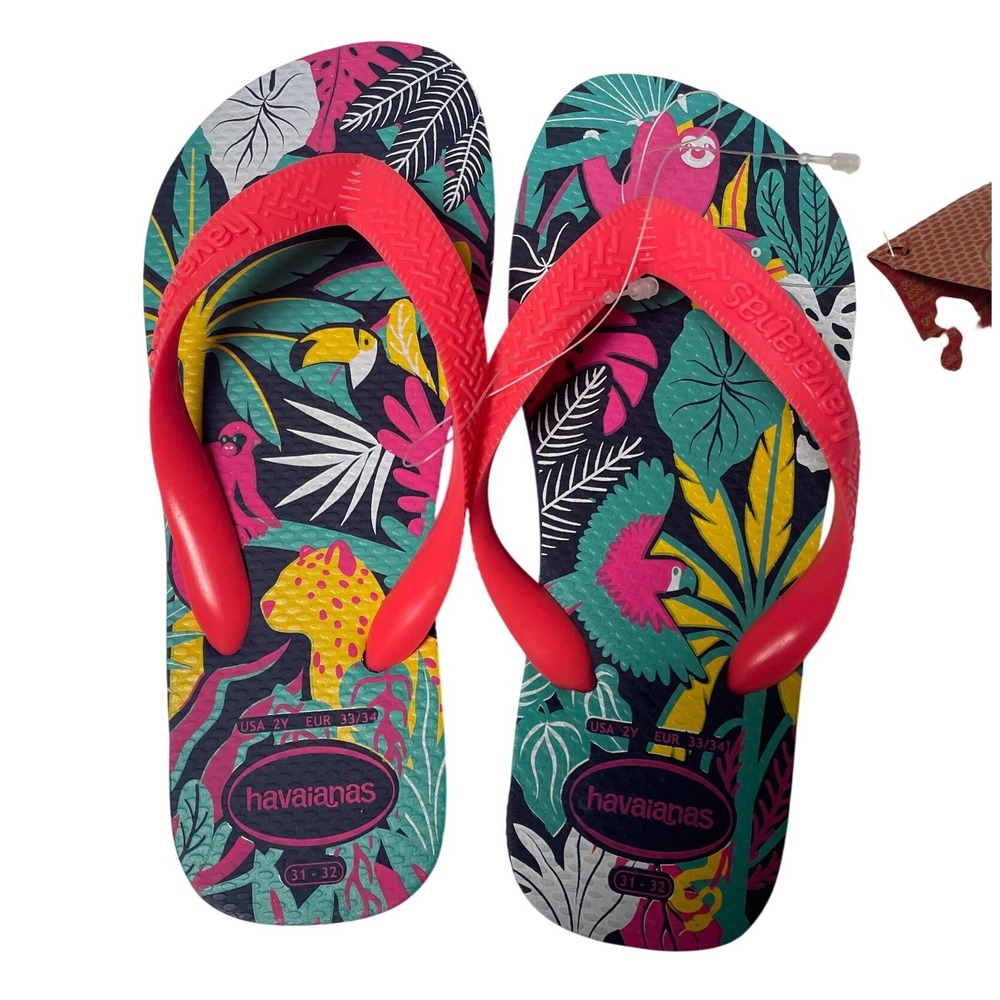 Havaianas Pink Navy Floral‎ Tropical Flip Flop Bundle Little Girls 2
